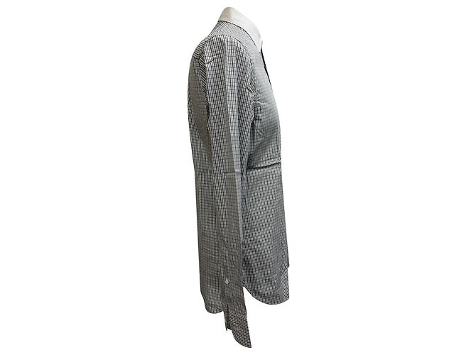 Ermenegildo Zegna Camicia button-down Z Zegna Silver Line con stampa a quadri in cotone nero e bianco - vista 2