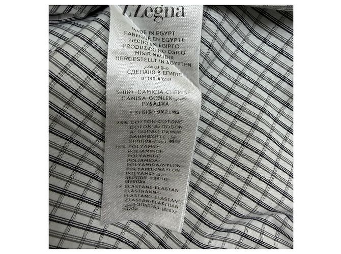 Ermenegildo Zegna Camicia button-down Z Zegna Silver Line con stampa a quadri in cotone nero e bianco - vista 5