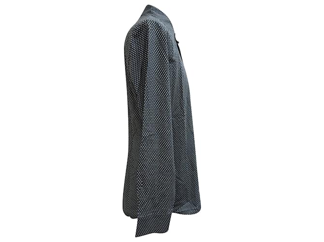 Prada gemusterte Button-Down-Hemd aus marineblauer Baumwolle - Ansicht 2