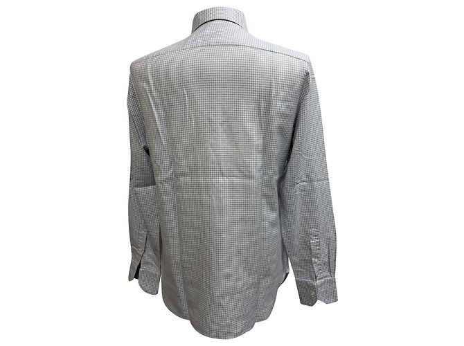 Gemusterte Button-Down-Hemd aus weißer Baumwolle von Ermenegildo Zegna - Ansicht 3