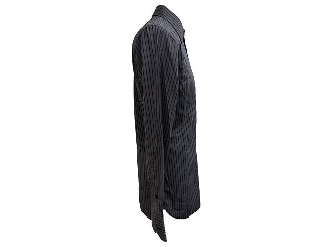 Camicia a righe con bottoni Gucci in cotone grigio - vista 2
