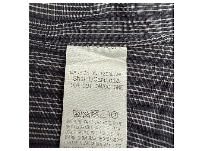 Camicia a righe con bottoni Gucci in cotone grigio - vista 5