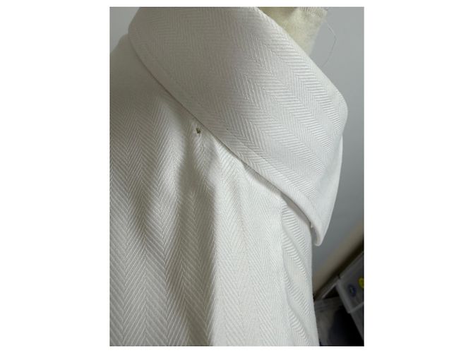 Camicia Button-Down in Cotone Bianco a Spina di Pesce di Gucci Crudo - vista 10