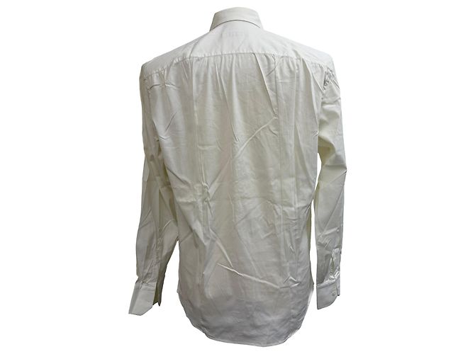 Camicia Button-Down in Cotone Bianco a Spina di Pesce di Gucci Crudo - vista 11