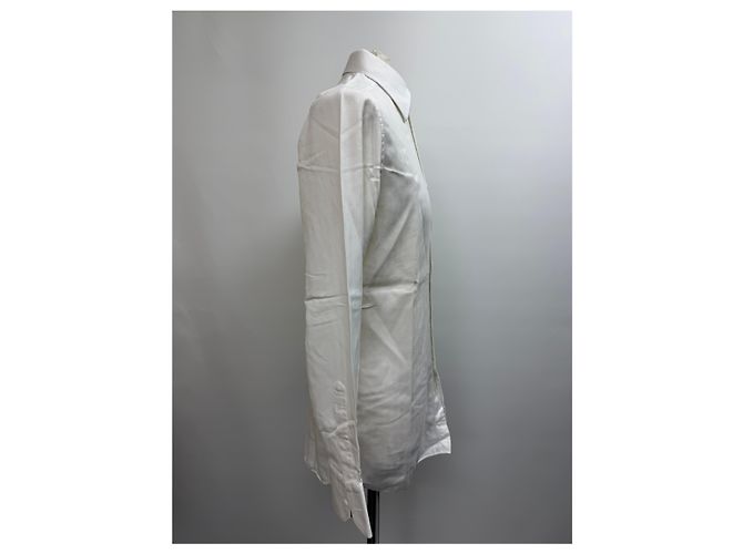 Camicia Button-Down in Cotone Bianco a Spina di Pesce di Gucci Crudo - vista 3