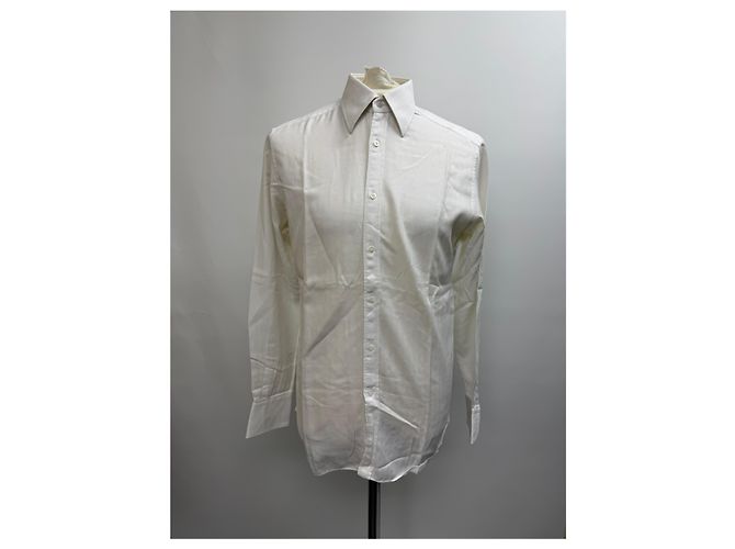 Camicia Button-Down in Cotone Bianco a Spina di Pesce di Gucci Crudo - vista 4