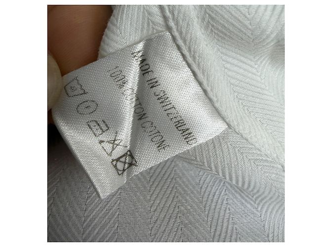 Camicia Button-Down in Cotone Bianco a Spina di Pesce di Gucci Crudo - vista 7