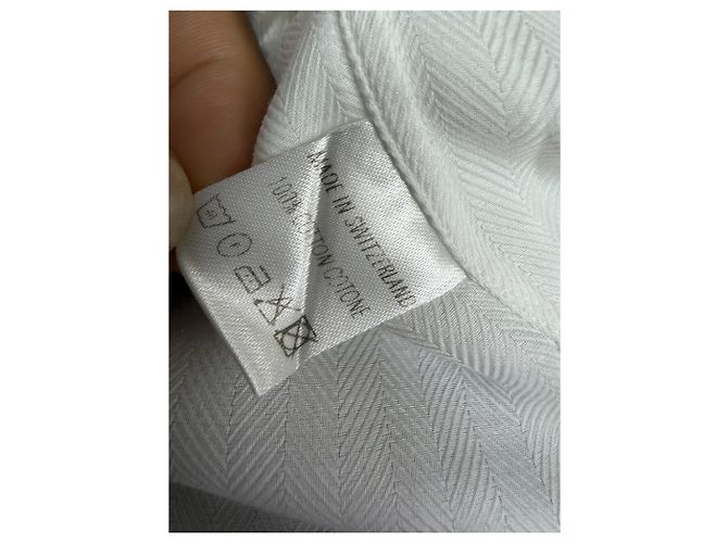 Camicia Button-Down in Cotone Bianco a Spina di Pesce di Gucci Crudo - vista 8