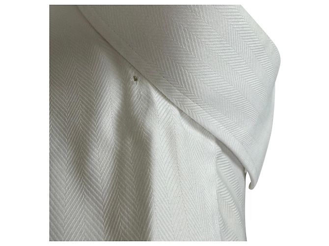 Camicia Button-Down in Cotone Bianco a Spina di Pesce di Gucci Crudo - vista 9