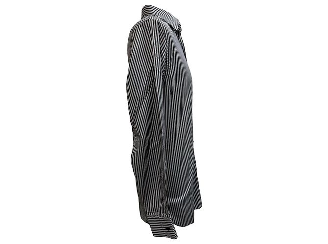 Camicia a righe con bottoni Gucci in cotone nero - vista 3