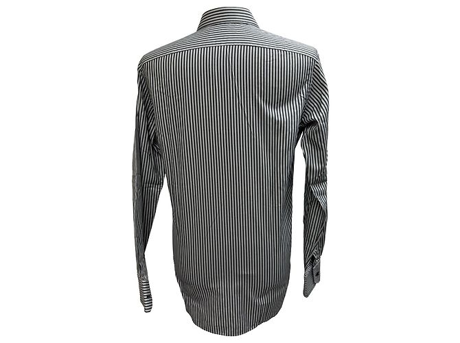 Camicia a righe con bottoni Gucci in cotone nero - vista 4
