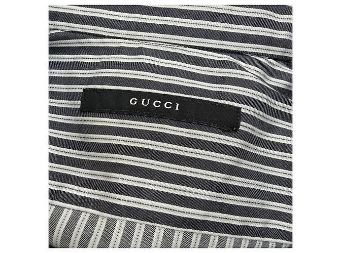 Camicia a righe con bottoni Gucci in cotone nero - vista 5