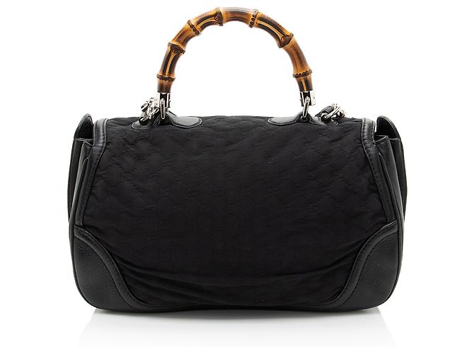 Bamboo Grande bolsa de couro neoprene com relevo GG da Gucci com tassel de bambu Preto - vista 3
