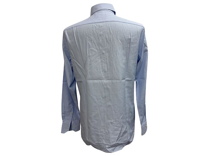 Camicia button-down in cotone blu Gingham Trofeo di Ermenegildo Zegna - vista 3