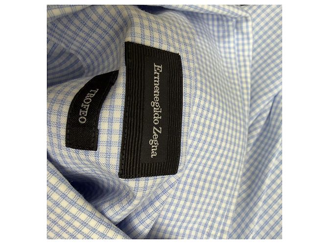 Camicia button-down in cotone blu Gingham Trofeo di Ermenegildo Zegna - vista 4