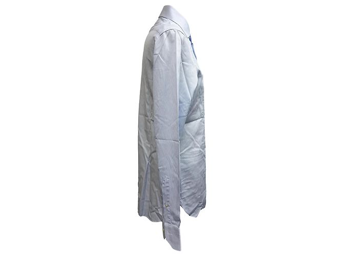 Gestreifte Button-Down-Hemd Trofeo Ermenegildo Zegna aus hellblauer Baumwolle - Ansicht 2