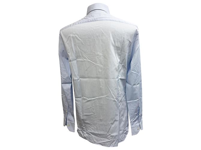 Gestreifte Button-Down-Hemd Trofeo Ermenegildo Zegna aus hellblauer Baumwolle - Ansicht 3