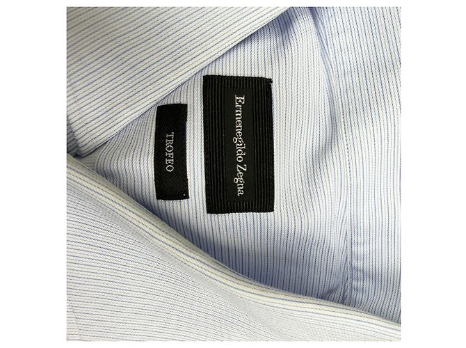 Gestreifte Button-Down-Hemd Trofeo Ermenegildo Zegna aus hellblauer Baumwolle - Ansicht 4