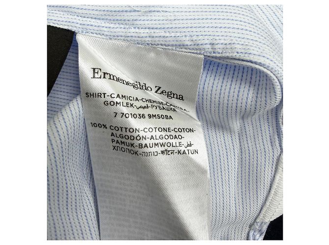 Gestreifte Button-Down-Hemd Trofeo Ermenegildo Zegna aus hellblauer Baumwolle - Ansicht 5
