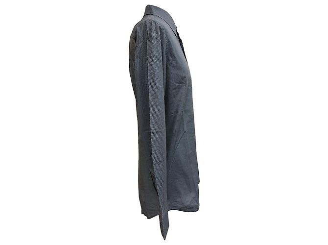 Camicia button-down Prada a fantasia in cotone blu navy - vista 2