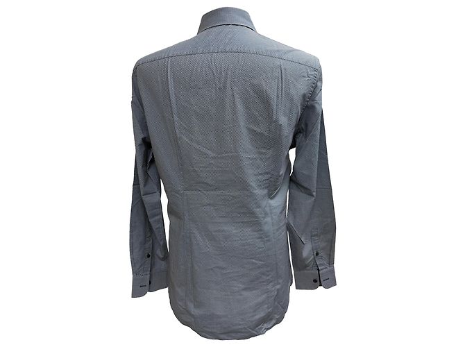 Camicia button-down Prada a fantasia in cotone blu navy - vista 3