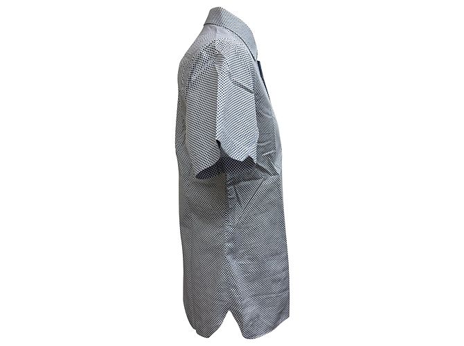 Ermenegildo Zegna Camicia a maniche corte con bottoni stampata Z Zegna in cotone blu - vista 2