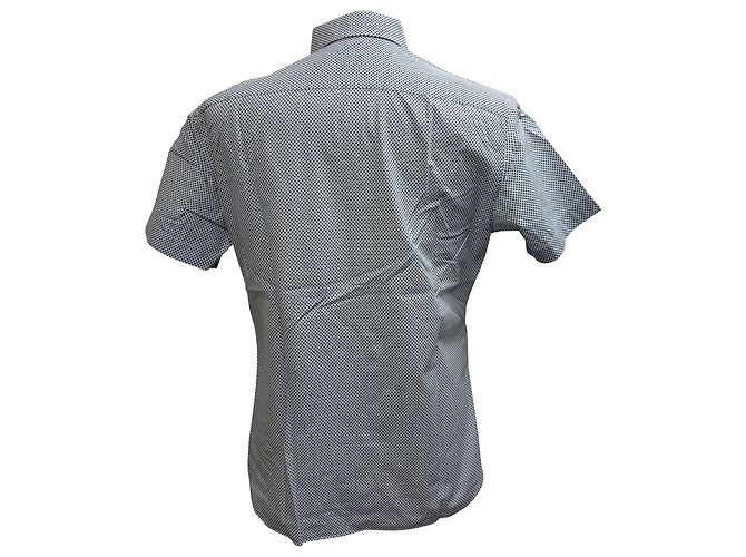 Ermenegildo Zegna Camicia a maniche corte con bottoni stampata Z Zegna in cotone blu - vista 3
