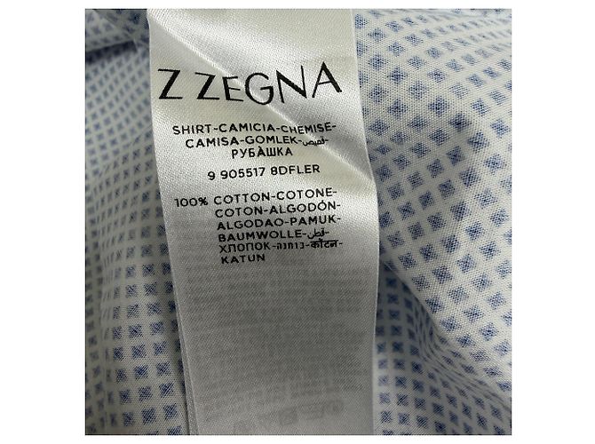 Ermenegildo Zegna Camicia a maniche corte con bottoni stampata Z Zegna in cotone blu - vista 5