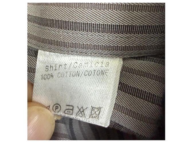 Camicia a righe con bottoni Gucci in cotone grigio - vista 5