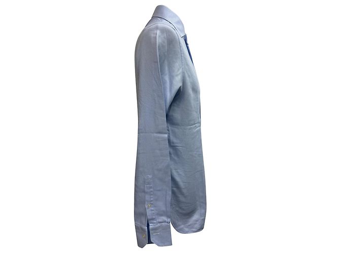 Camicia button-down testurizzata Ermenegildo Zegna in cotone blu - vista 2