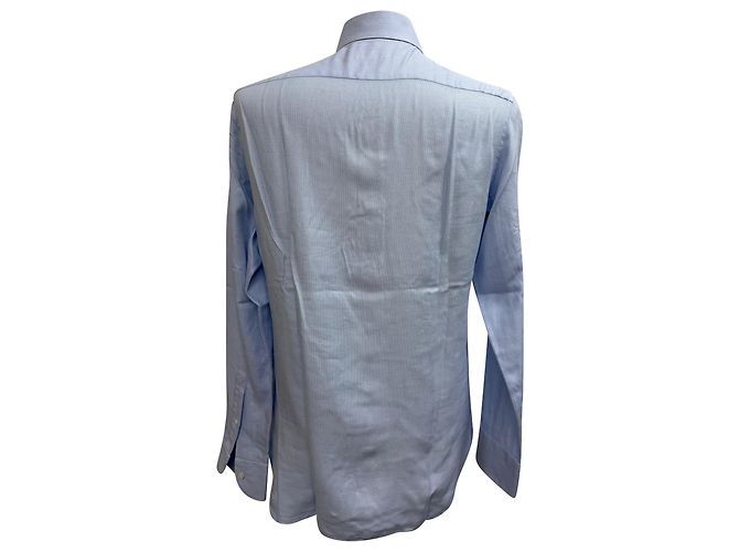 Camicia button-down testurizzata Ermenegildo Zegna in cotone blu - vista 3