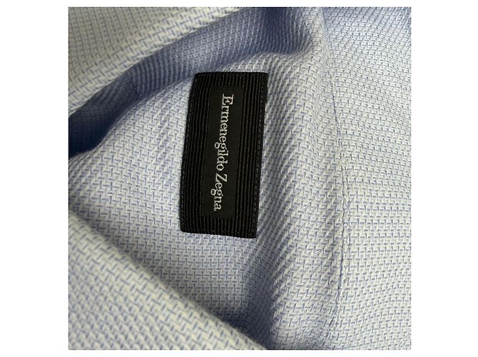 Camicia button-down testurizzata Ermenegildo Zegna in cotone blu - vista 4