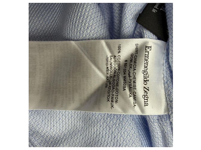 Camicia button-down testurizzata Ermenegildo Zegna in cotone blu - vista 5