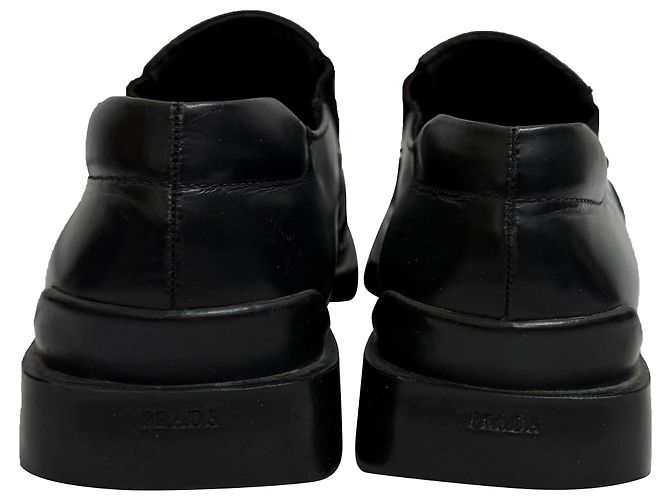 Mocassini a punta quadrata Prada in pelle nera Nero - vista 3