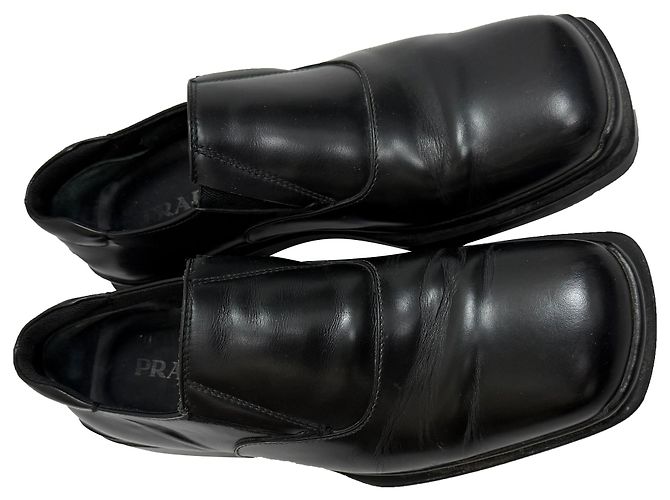 Mocassini a punta quadrata Prada in pelle nera Nero - vista 5