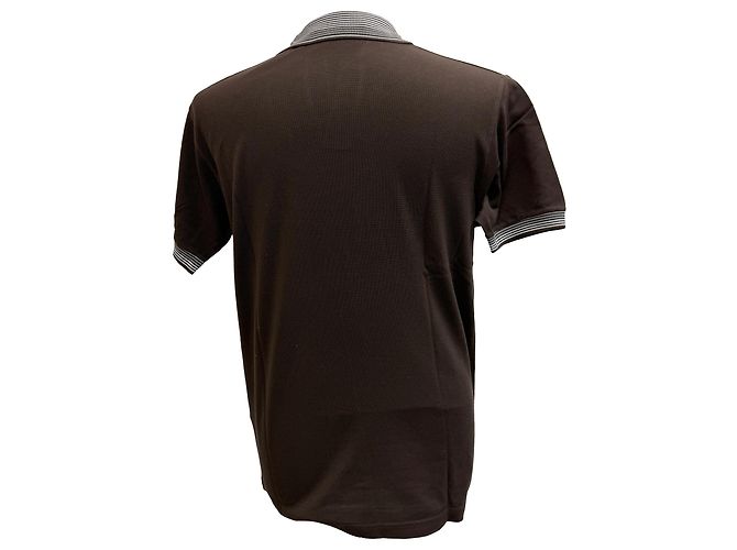 Polo de manga corta en algodón marrón con acentos a rayas Etro Castaño Roja - vista 3