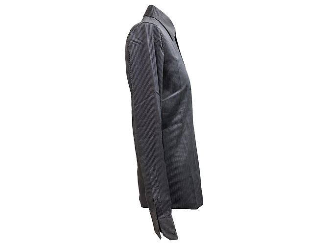 Camicia a righe con bottoni Gucci in cotone grigio - vista 2