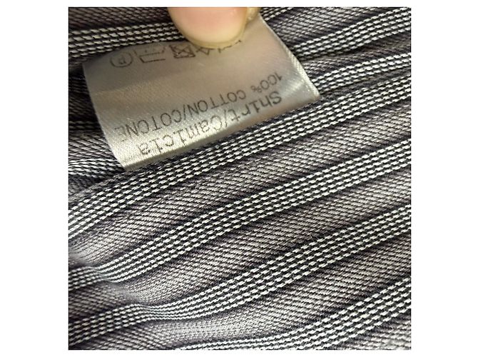Camicia a righe con bottoni Gucci in cotone grigio - vista 4