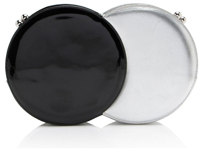Gabrielle Chanel Metallic Lammleder Lackleder Doppelkreis Clutch Schwarz - Ansicht 3