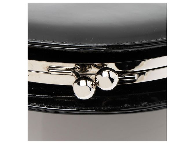Gabrielle Chanel Metallic Lammleder Lackleder Doppelkreis Clutch Schwarz - Ansicht 8