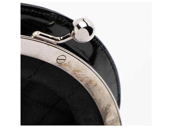 Gabrielle Chanel Metallic Lammleder Lackleder Doppelkreis Clutch Schwarz - Ansicht 9
