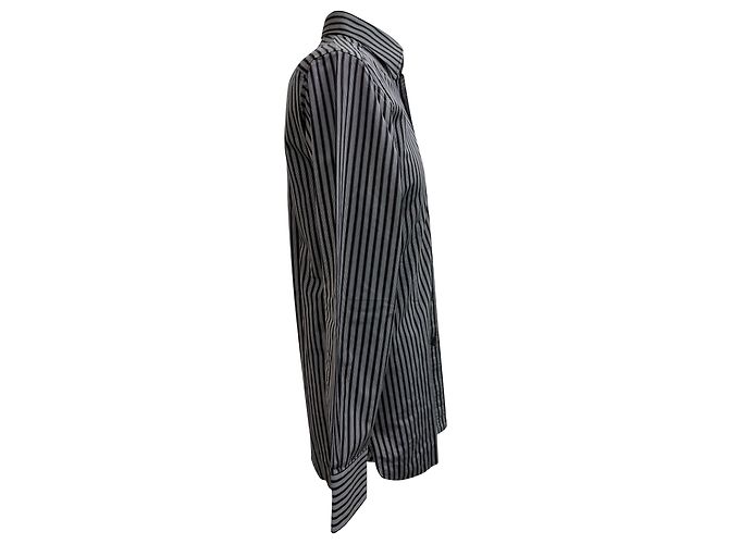 Camicia a righe con bottoni Gucci in cotone grigio - vista 2