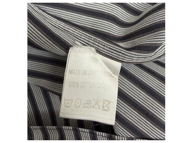 Camicia a righe con bottoni Gucci in cotone grigio - vista 5