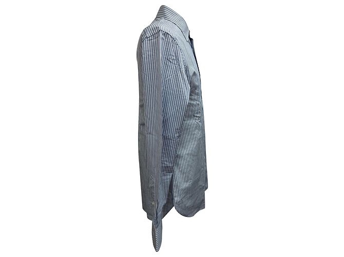 Camicia a righe con bottoni Trofeo Ermenegildo Zegna in cotone blu - vista 2