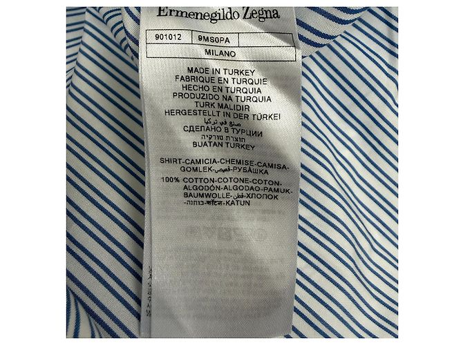 Camicia a righe con bottoni Trofeo Ermenegildo Zegna in cotone blu - vista 5