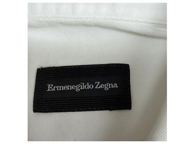 Camicia con bottoni Ermenegildo Zegna in cotone bianco - vista 5