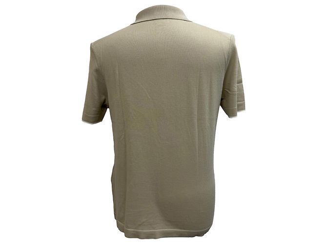Polo de malha de algodão bege com mangas curtas da Jil Sander - vista 3