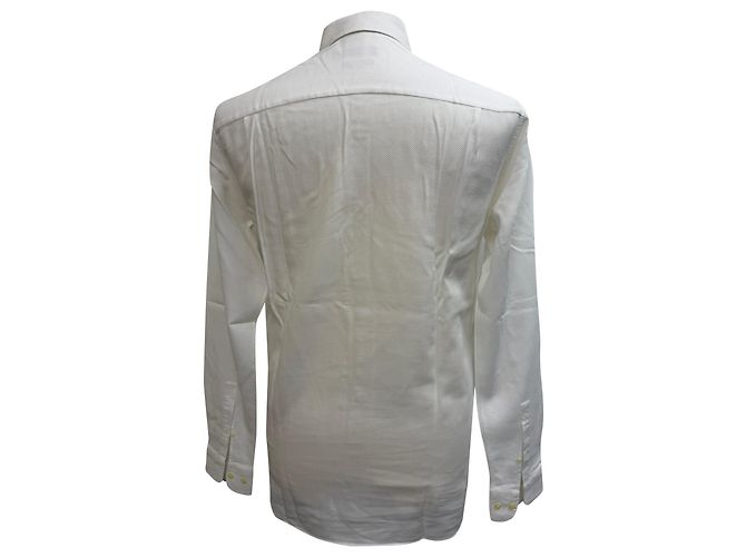 Ermenegildo Zegna Camicia button-down testurizzata Z Zegna in cotone bianco Crudo - vista 3
