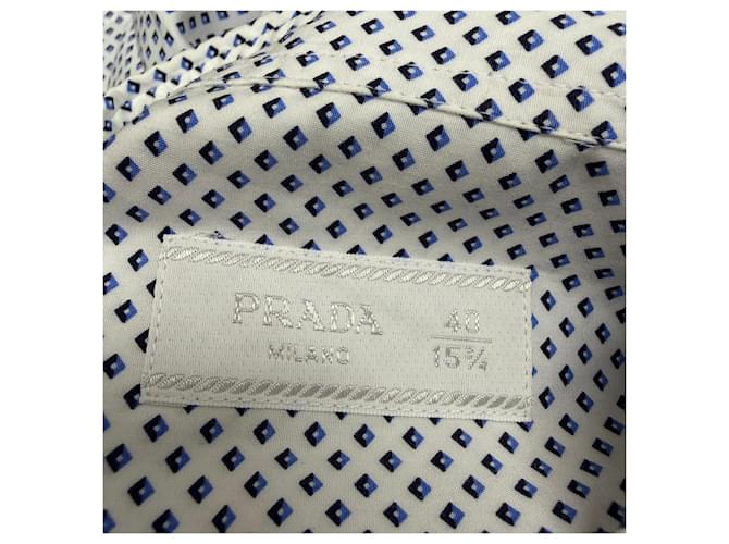 Prada gemusterte Button-Down-Hemd aus weißer Baumwolle - Ansicht 4