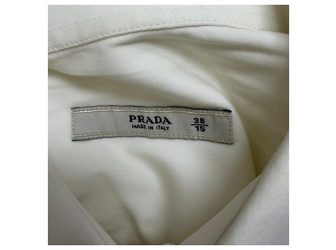 Camicia con bottoni Prada in cotone bianco Crudo - vista 4